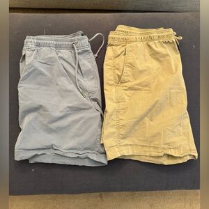 American Eagle Men’s Drawstring Shorts Bundle 2 Pair Blue Khaki Size M